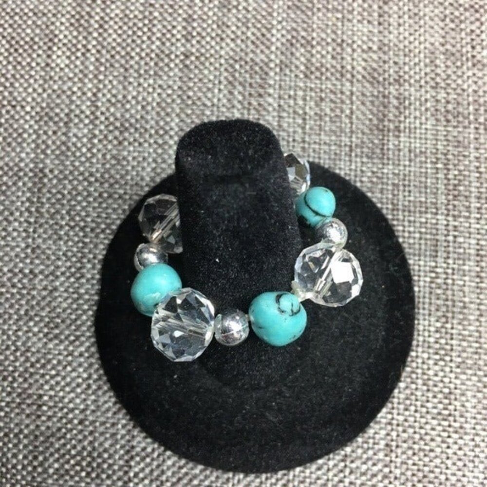Stretch Ring Turquoise Faceted Crystal Acrylic Retro BoHo Southwestern Glam